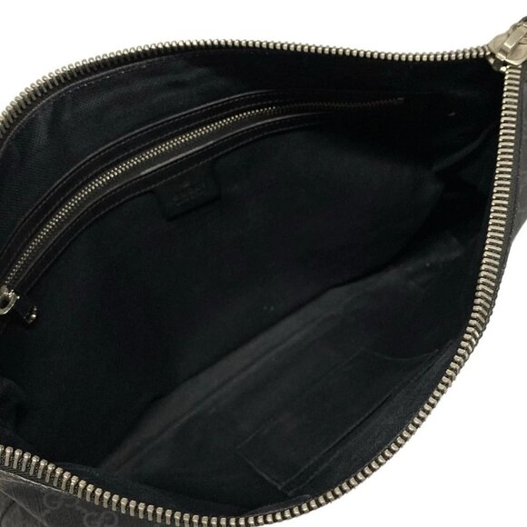 Auth GUCCI GG Supreme 474139 Dark Gray Black PVC Leather Shoulder Bag - Picture 13 of 15